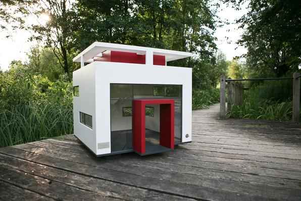 A empresa alemã Best Friend's Home criou casas de cachorro que lembram belas mansões em miniatura. Para quem gosta de cães e design, as casinhas oferecem a oportunidade de levar o bom da arquitetura para esses amigos fiéis. Na foto, o modelo Cubix   - Best Friend's Home/Divulgação